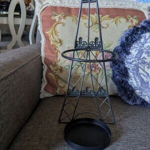 Black Metal Eiffel Tower Candle Or Plant Stand.